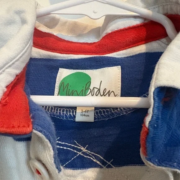 Mini Boden Blue and White Striped Polo size 3/4 - Picture 3 of 4